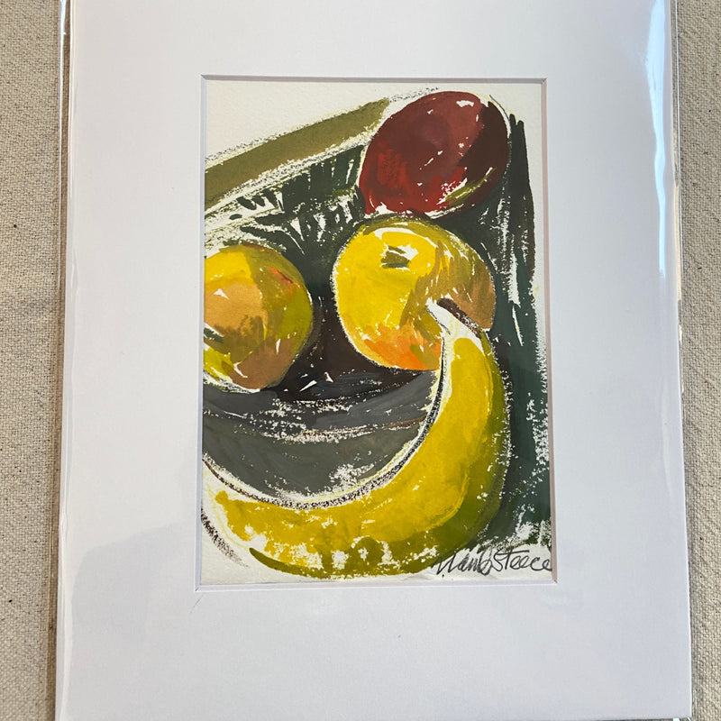 Valerie Lamb-Steece Art Posters, Prints, & Visual Artwork Banana and apples Original artwork for sale