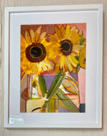 Valerie Lamb-Steece Art Posters, Prints, & Visual Artwork Sunflower with pink background Original artwork for sale